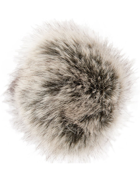 10 cm faux fur pompom - Premium beige and black