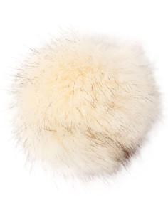 Faux fur pompom 10 cm - Premium cream and black
