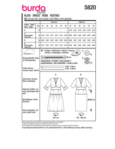 Dress pattern - Burda 5820