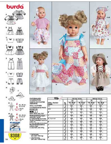 Matching doll clothes pattern - Burda 8308