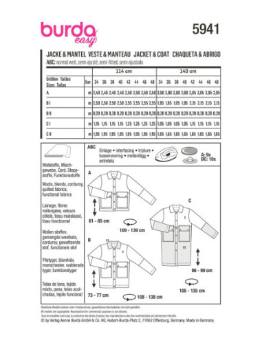 Jacket and coat pattern - Burda 5941