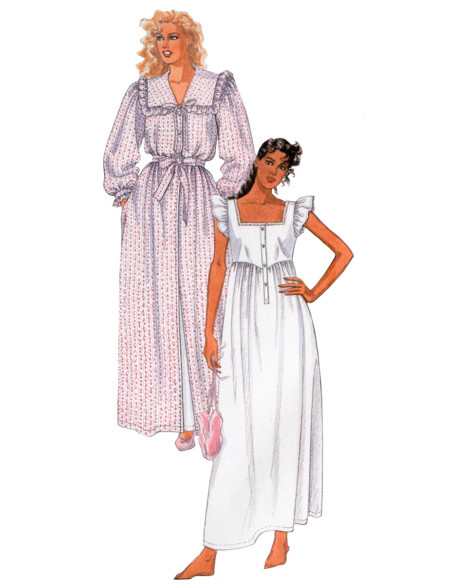 Patron de robe de chambre, ceinture à nouer et chemise de nuit - McCall's 8381
