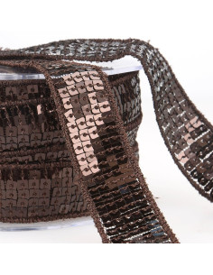Sequin trim - Dark brown