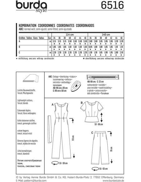 Pattern coordinates - Burda 6516