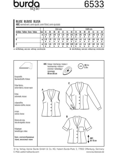Blouse pattern - Burda 6533