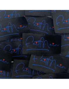 Set of 5 woven sew-on labels Handmade - Black and Navy Blue 2