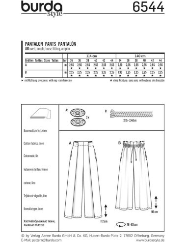Pants pattern - Burda 6544
