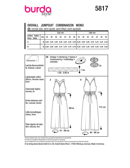 Jumpsuit pattern - Burda 5817