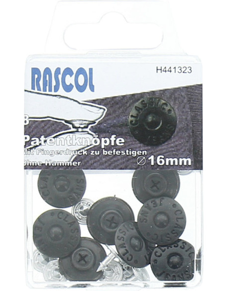 Box of 8 Rascol 16mm jeans buttons - Matte black
