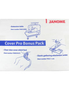 Extension table kit, foot for cover hem, and elastic insertion guide Janome