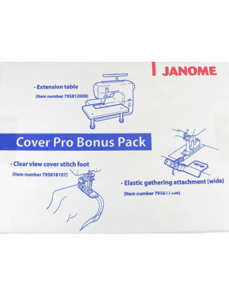Extension table kit, foot for cover hem, and elastic insertion guide Janome