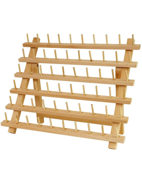 Wooden display stand for 60 spools of thread