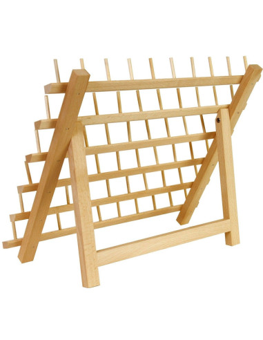 Wooden display stand for 60 spools of thread