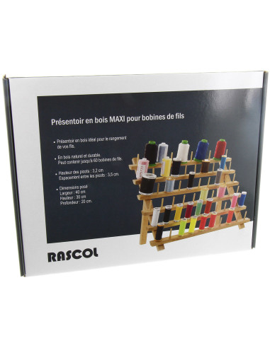 Wooden display stand for 60 spools of thread