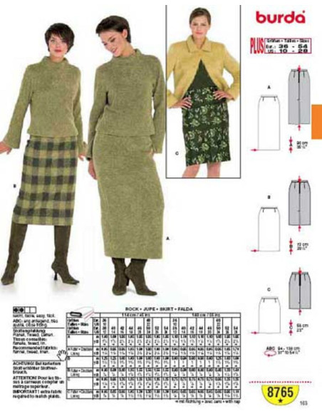 Skirt Pattern - Burda 8765