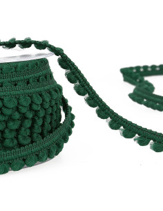 Mini pompom trim - Bottle green