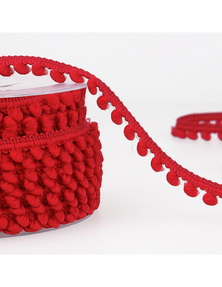 Mini pompom trim - Red