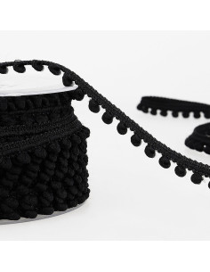 Mini pompom trim - Black