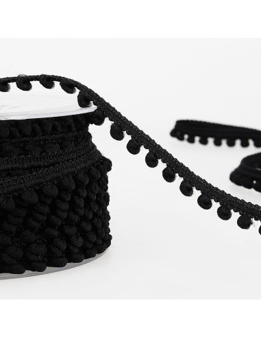 Mini pompom trim - Black