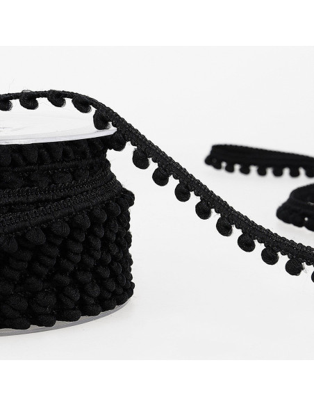 Mini pompom trim - Black