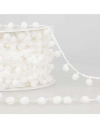 Large pompom trim - White