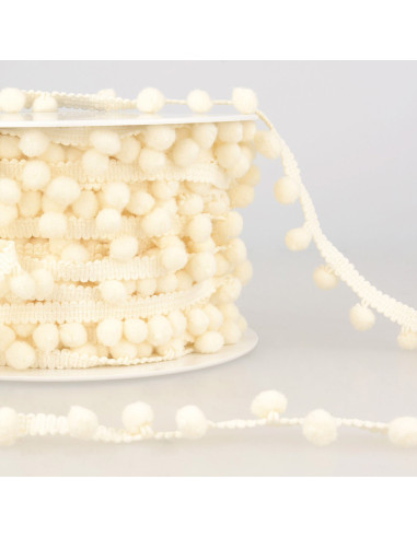 Large pompom trim - Ecru
