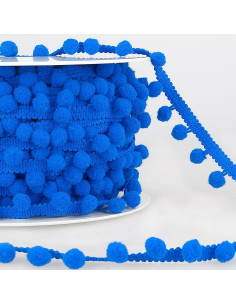 Royal blue large pompom trim