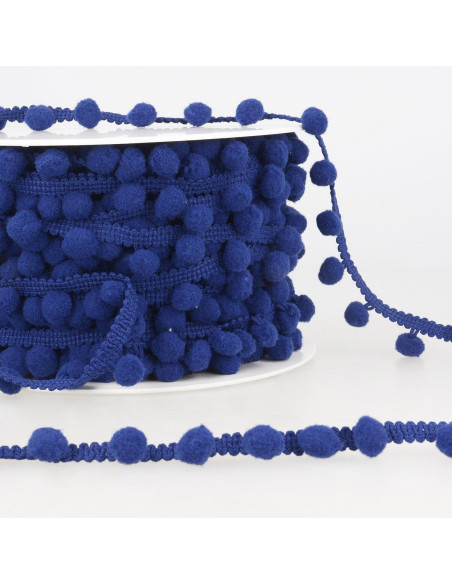 Dark blue large pompom trim
