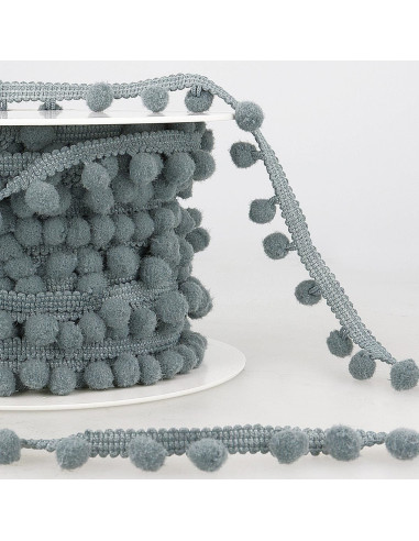 Light gray large pompom trim