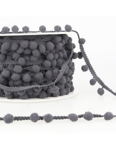 Dark gray large pompom trim