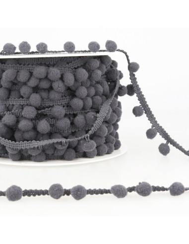 Dark gray large pompom trim