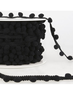 Large pompom trim - Black