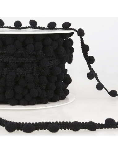 Large pompom trim - Black