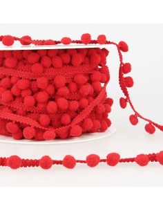 Large pompom trim - Red