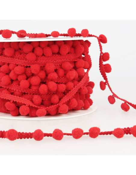 Large pompom trim - Red