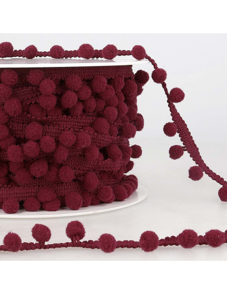 Large pompom trim - Bordeaux