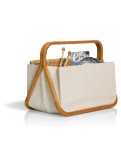 Canvas and natural bamboo bag M