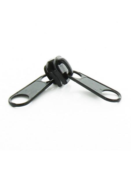 Double curseur pour fermeture synthétique grosse maille 9 mm - Noir