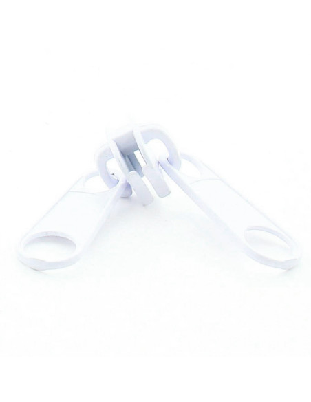 Double curseur pour fermeture synthétique grosse maille 9 mm - Blanc