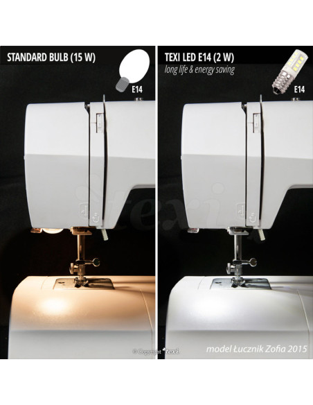 LED screw bulb for sewing machine