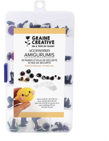 Box of 30 pairs of safety eyes and 10 safety noses
