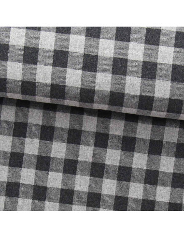 Large check flannel fabric - Gray