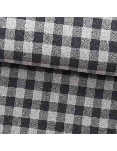 Large check flannel fabric - Gray