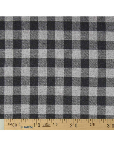 Large check flannel fabric - Gray