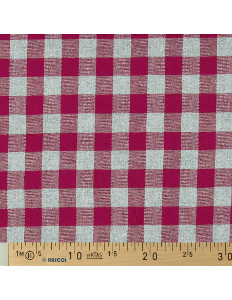 Large check flannel fabric - Red and gray