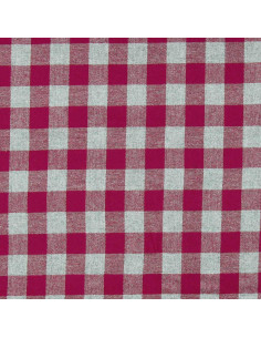 Large check flannel fabric - Raspberry and gray 2