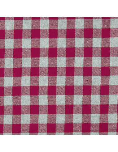 Large check flannel fabric - Red and gray
