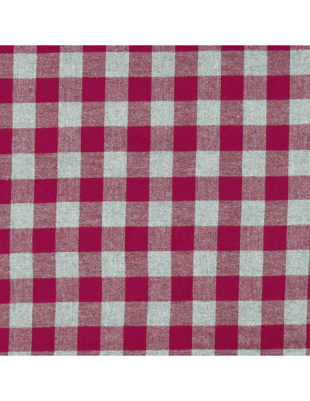 Large check flannel fabric - Red and gray