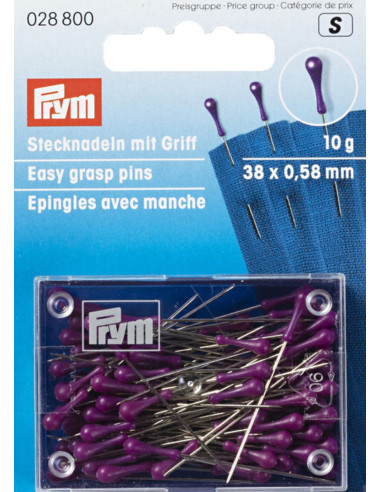 Pins with purple handles