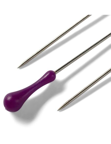 Pins with purple handles